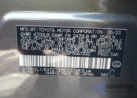 2023 Lexus Is 350 F Sport Design/350 F Sport from USA, damaged, VIN JTHGZ1B20P5067332